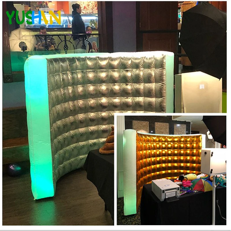 

Custom gold /Silver inflatable wall background LED Strips on top and Bottom LED Wall Photo booth Wall For Party wedding rentals