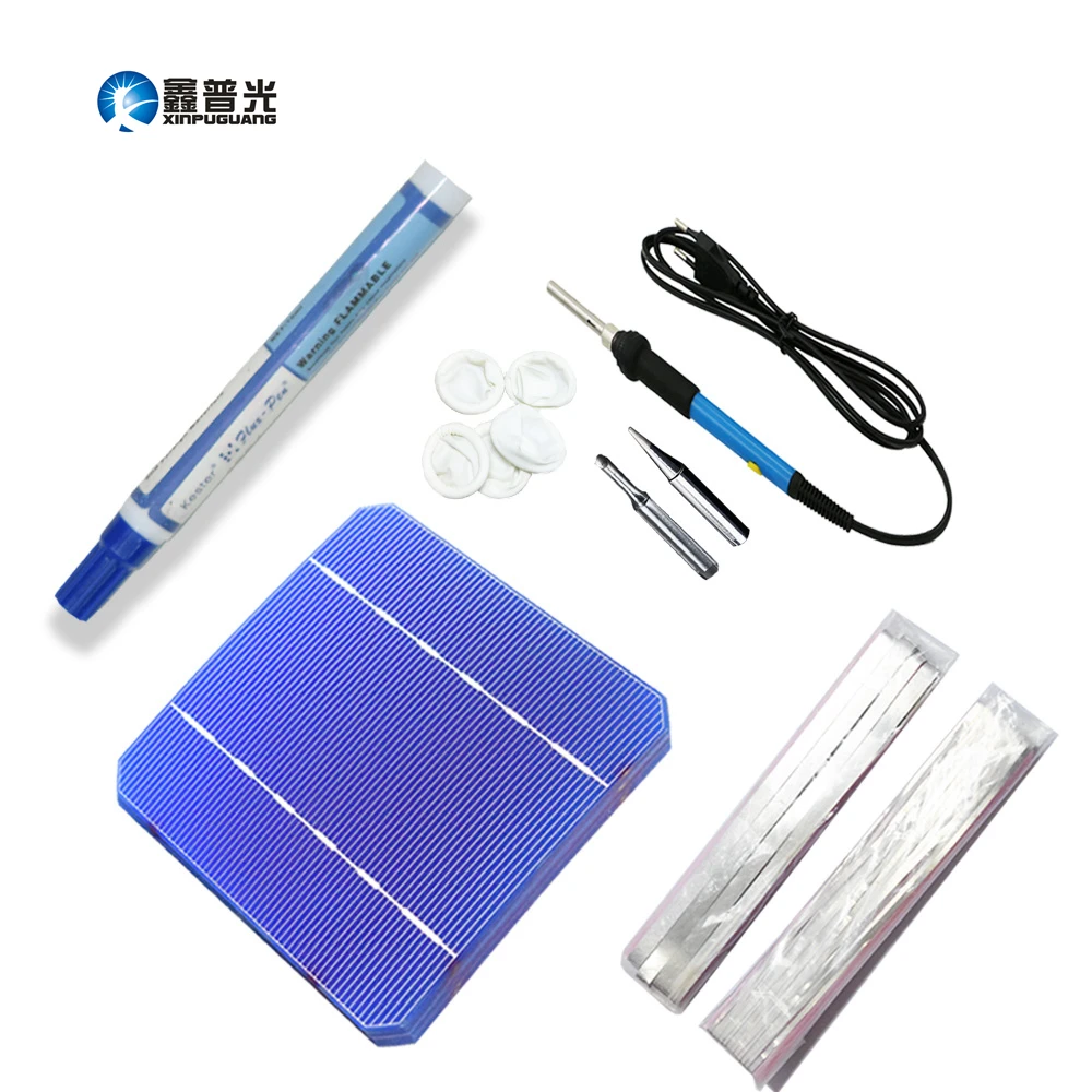 

Xinpuguang 100W DIY Kit 40pcs Monocrystalline Cell Solar Panel Module Welding Kit 60w Electric Iron 2 Meters Bus Wire Tab Wire