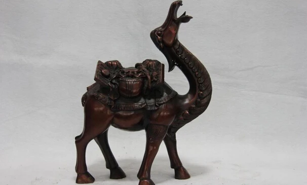

S0857 China handwork made Copper Bronze Feng Shui Lucky Desert llama Camel Art Statue D0318