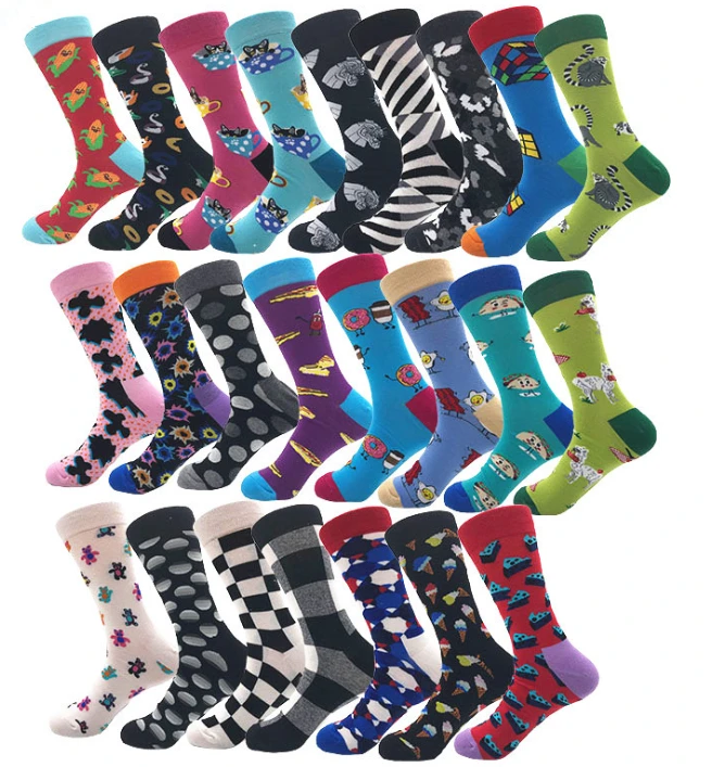 

1 pair men women socks combed cotton cartoon Corn Catflower Geometric Ice Cream Cake happy socks funny socks 111