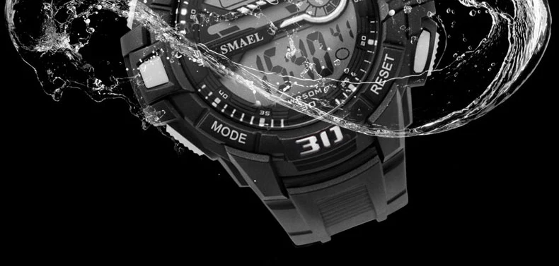 SMAEL Для мужчин спортивные часы 5Bar сопротивление воды светодиодный цифровые часы Для мужчин Relogio Masculino открытый кварцевые наручные часы
