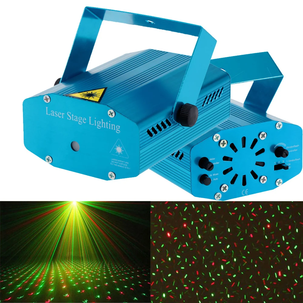 Мини светодиодный красный и зеленый лазер освещение проектора эффект узоры Голосовое управление DJ диско Xmas вечерние Y клубный Свет