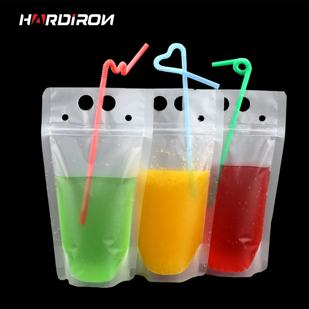 Us 21 65 50 Off Hardiron13x23 8cm 100pcs Beverage Zipper Bag Cold Hot Drinks Pouch Juice Milk Tea Disposable Packet With Straw Hole In