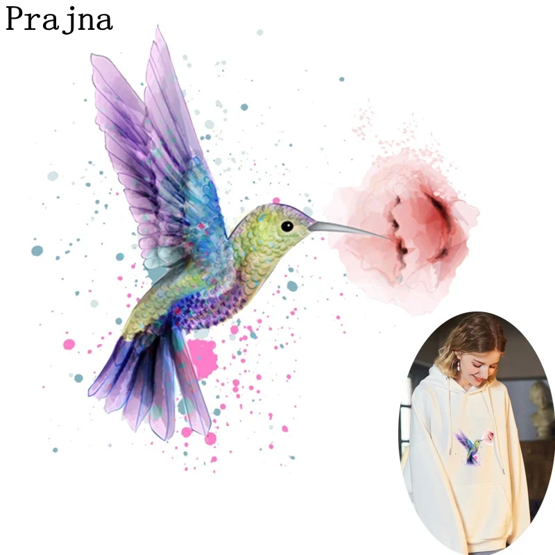 

Prajna Hot Iron Transfer Animal Decoration Heat Transfer Hummingbird Printed PVC Appliques Cartoon Transfer New Arrivals Patches
