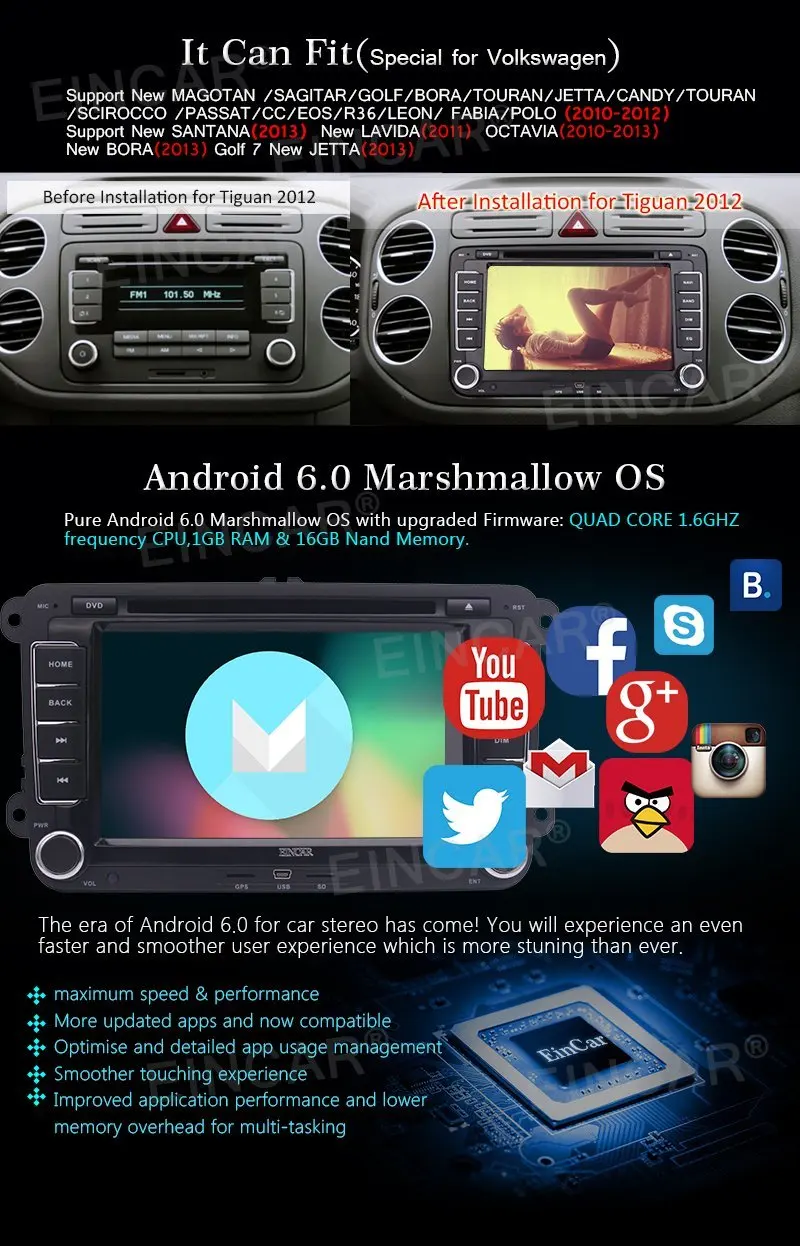 Android6.0 автомобиля Автомобильный приемник с dvd-проигрывателем в Dash двойной 2din gps навигация 7 ''стерео Quad-core автомобильный радиоприемник беспроводной доступ в Интернет/OBD2/Bluetooth/с can-bus
