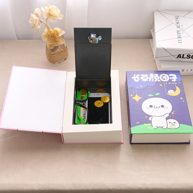 baratas Papel criativo Livro de Economia de Dinheiro Seguro Senha Caixa de Metal Chave Caso de bloqueio Meninas Escondido Jóias Presentes De Casamento para Convidados Em Casa decoração