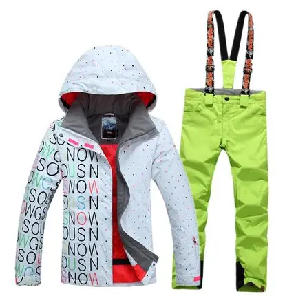 GSOU SNOW женский двойной Лыжный костюм с одной доской уличная Толстая теплая дышащая водонепроницаемая Спортивная Лыжная куртка+ лыжные штаны размер xs-l - Цвет: one