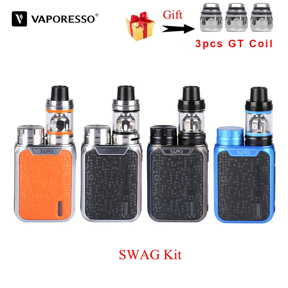 

Original Vaporesso SWAG Kit E-Cigarettes With 80W Box Mod 3.5ml/2ml NRG SE Tank Extra 3pcs GT CCELL Coil Head Vape