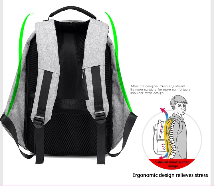 Рюкзак для ноутбука с usb зарядкой, рюкзак с защитой от кражи, мужской рюкзак для путешествий, Водонепроницаемый Школьный рюкзак, мужская сумка Mochila