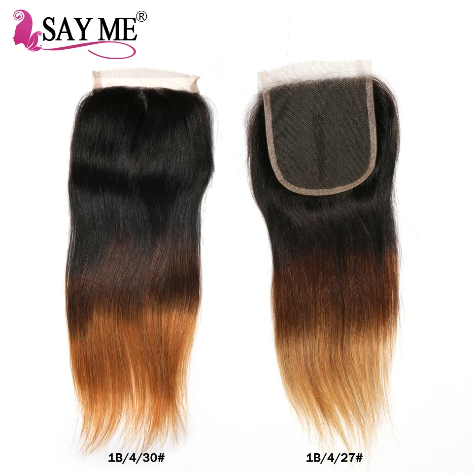 SAY ME 3 Tone Ombre Straight Human Hair Bundles With Closure 1B/4/27 30 Peruvian Hair Bundles With 4*4 Lace Closure Remy Weave SAY ME 3 Tone Ombre Straight Human Hair Bundles With Closure 1B/4/27 30 Peruvian Hair Bundles With 4*4 Lace Closure Remy Weave