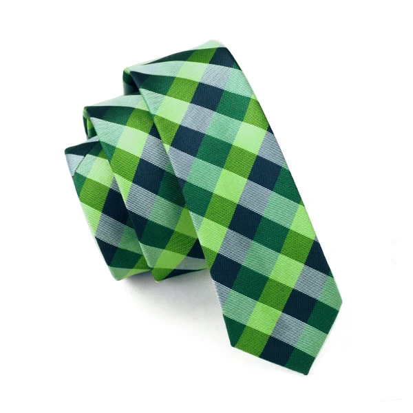 

HB-028 Mens Ties Silk Skinny Ties For Men Slim Tie Plaid Green Necktie Free Shipping