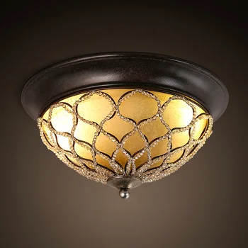 

American Ceiling Lights country living room bedroom kitchen lights North Ouyang platform round crystal glass cover LU720169