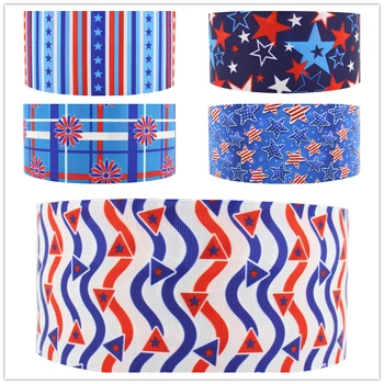 

Q&N ribbon stars USA bunting Grosgrain Ribbons for July 4th Independence Day Making Hair Bows Wedding Decorative Gift Box DIY