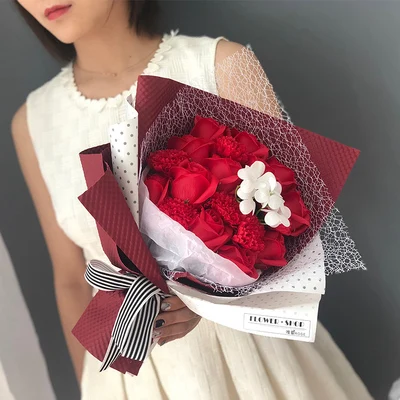 Рождество День святого Валентина букет Гвоздика девушка подарок на день рождения мыло цветок Подарочная коробка розы цветок украшение - Цвет: 2