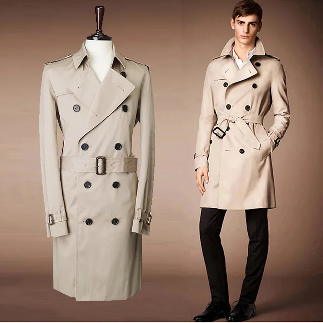 Buy Free PP Stylish Mens Long Trench Coat Fashion England Men Jacket Double