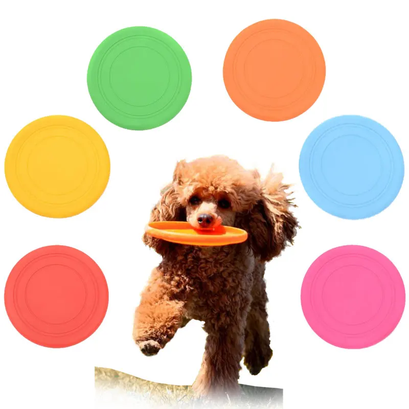 Simzert الحيوانات الأليفة لعب لينة سيليكون الكلب القط اللعب تحلق القرص رمي التدريب الفريسبي المطاط الكلب لعب تحلق الصحن لعبة 6 الألوان