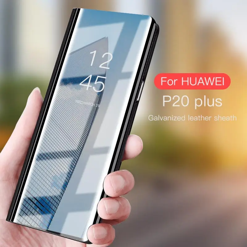 Clear Smart Leather Flip Stand Mirror Case for Huawei Honor 10 Nova2i Mate Lite Plus P20 9 7S View Window |
