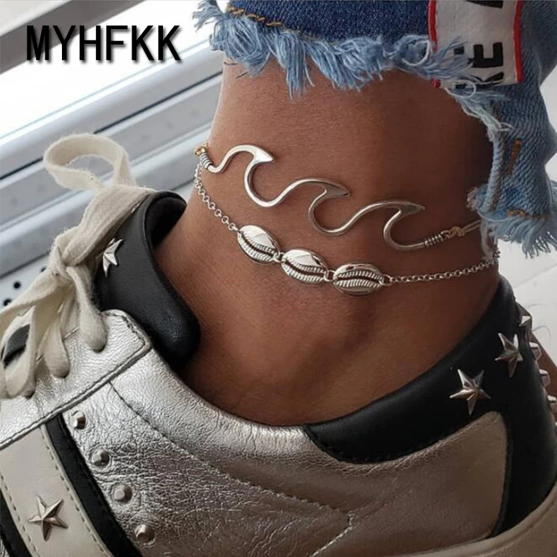 

MYHFKK2019Bohemian Beach Wave Shell Anklet Set Women's Shell Anklet Bracelet Leg Bohemian Foot Ocean Jewelry Gift JL009