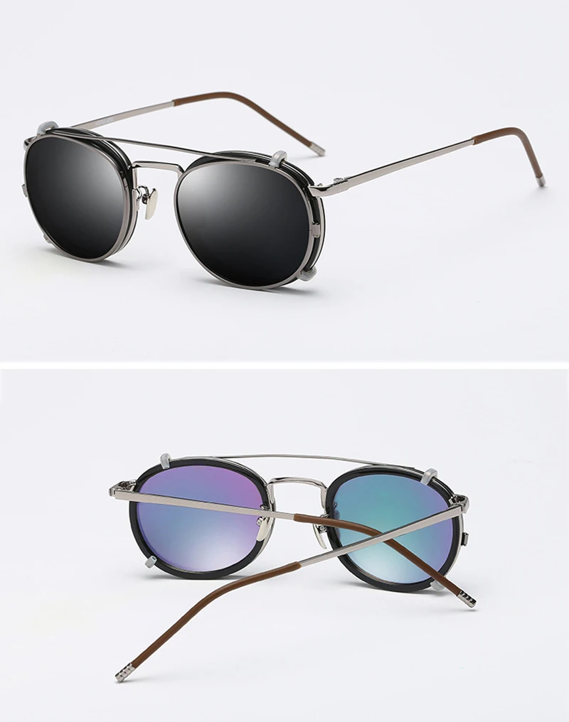 Поляризованные солнцезащитные очки с клипсами, винтажные оправы для очков, круглые очки для вождения, классические очки без рецепта, оптическая оправа