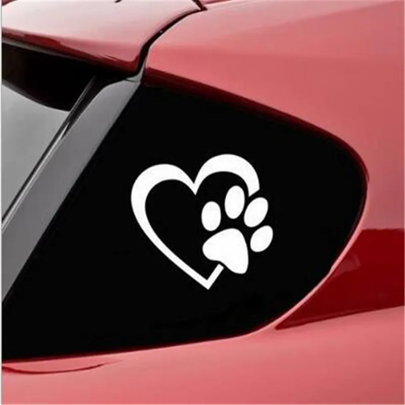 

100pcs/lot Car 11x9.3CM Heart Paw Vinyl Decal Sticker Engine Hood Window Reflective Stickers Nick Cover Cat Dog Footprint