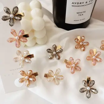

2019 Korea Imitiation Pearl Flower Hairpins Vintage Long Barrettes Woman Hair Clips Crystal Metal Hair Accessories Hairgrip