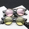 Steampunk Goth Goggles Retro Flip Up Round Sun Glasses for Women Vintage Black Sunglasses Men