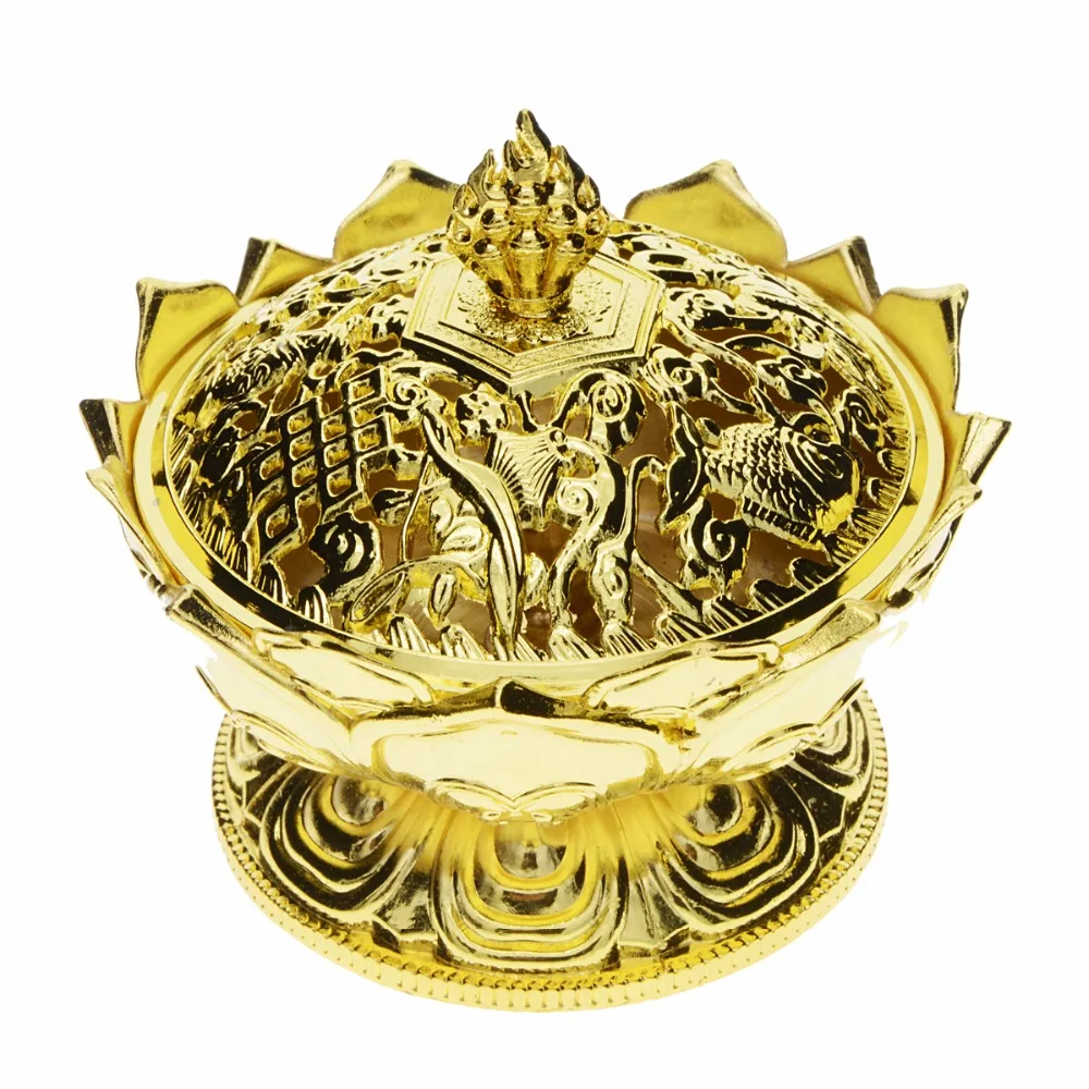 4.3" Lotus Incense Burner Copper Incense Burner Stove Disc for Home Incensory Buddha Sandalwood