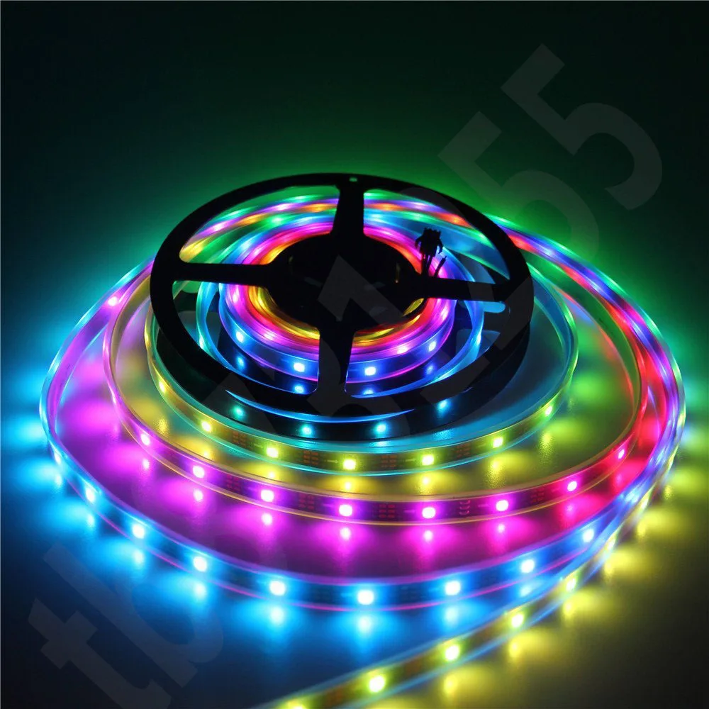 Tiras de Led preto/branco pcb, 30/60/144 leds/m; ws2812b/m Especificações (pontos de Luz / M) : 30/60/144