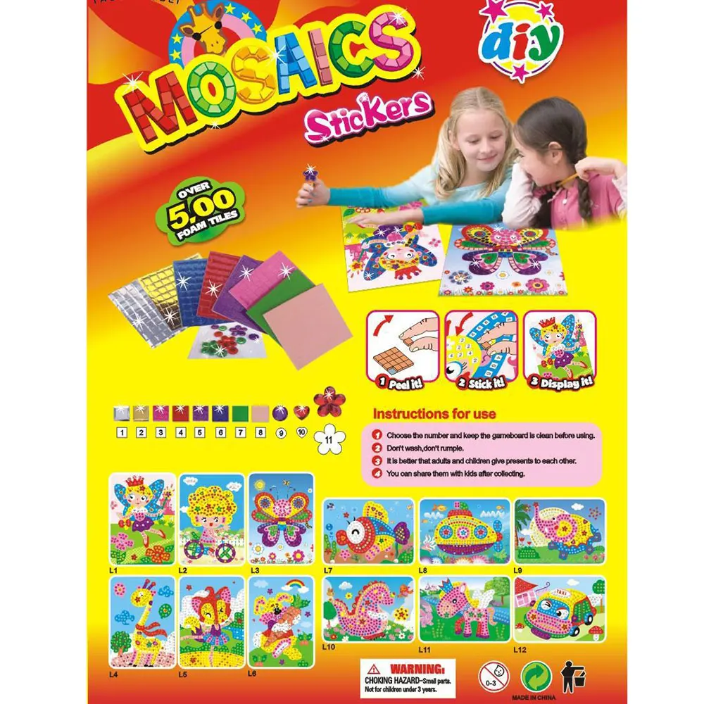 

Diy Mosaic Sticker Colorful Creative EVA Handmade Developmental Cartoon Handcrafted Puzzle