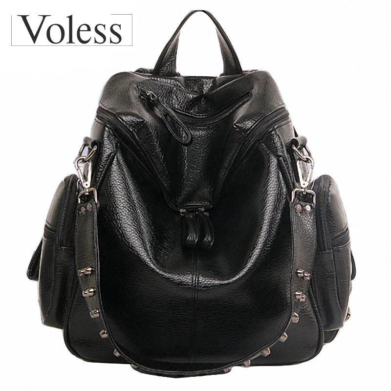 Mochilas de diseñador multifunción para Mujer, Mochilas para Mujer, Mochila de cuero con remaches, Mochila Escolar de gran capacidad para Mujer Mochilas de diseñador multifunción para Mujer, Mochilas para Mujer, Mochila de cuero con remaches, Mochila Escolar de gran capacidad para Mujer