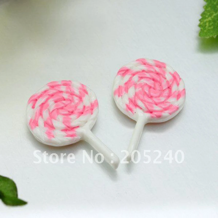 20pcs Cute Flat Back Resin Lollipop For DIY Decoration