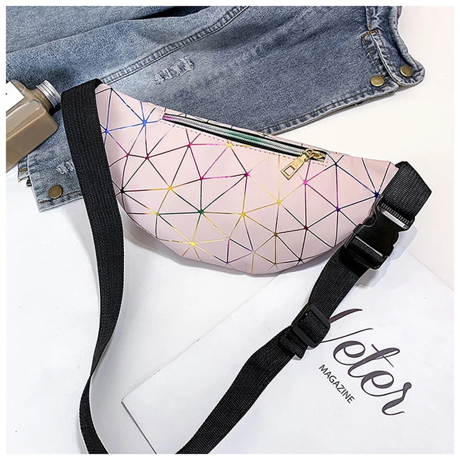Женская Мода сумки на пояс на заказ с изображением рок-н-ролл Цвет из искусственной кожи мигающий решетки поясная сумка Нерка поясная сумка