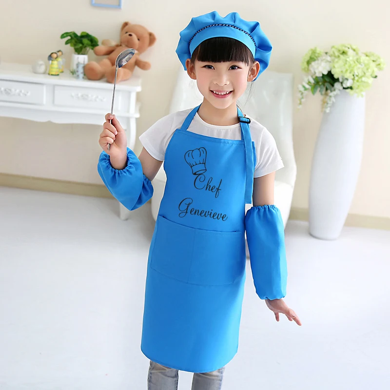 

Children's apron set painting clothes anti-fouling kindergarten kitchen clothes children baking art baby children's handmade
