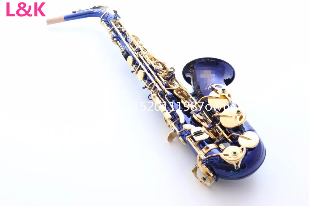 

Alto Saxophone Eb Flatb Top Musical Instrument Saxe Blue lacquer Carved Process Sax Musical Instruments