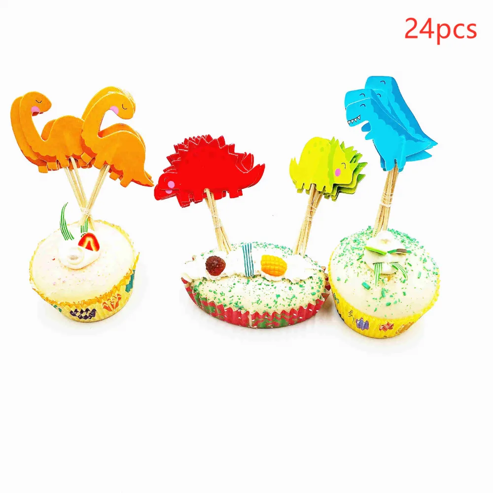 

24pcs Dinosaur Cupcake Topper cake Wedding Decoration Baby Shower Birthday Party Supplies Cake Baking Party Decoration