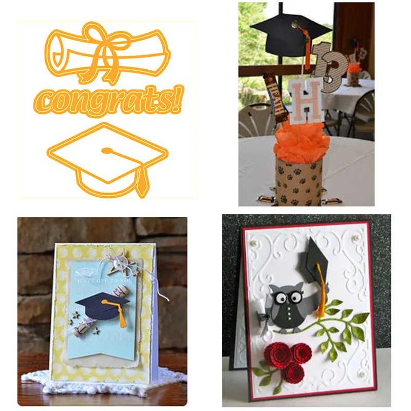 

DiyArts Trencher Cap with Congrats Metal Cutting Dies for Scrapbooking Card Making Album Embossing Crafts Christmas New 2019