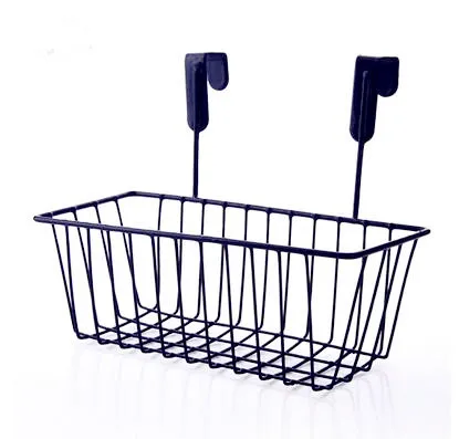 Best Offers 2018 Wrought iron door cabinet hanging basket kitchen supplies wall storage basket creative drain storage rack 