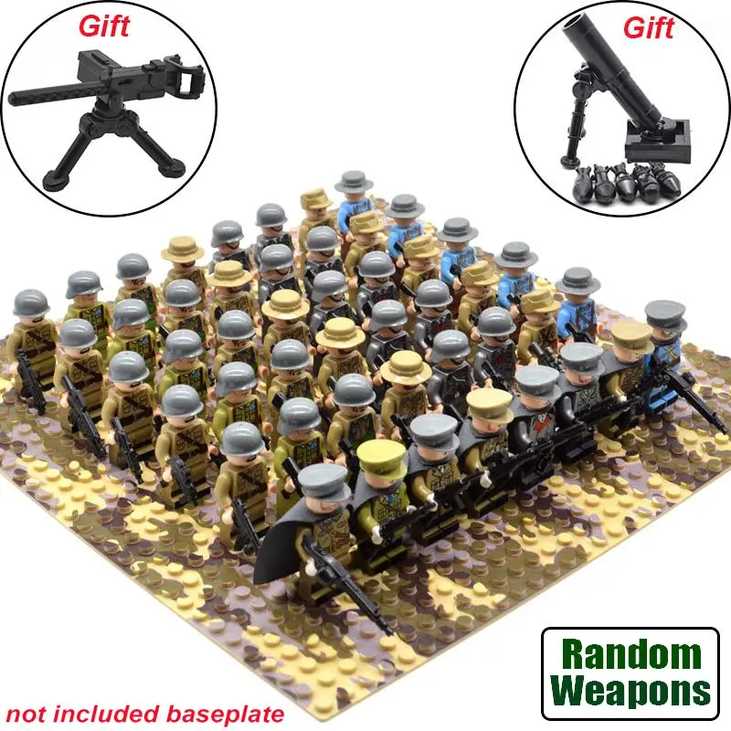 21 Pcs Soviet Soldiers USA UK Japanese Infantry Army China Army France Lego MOC