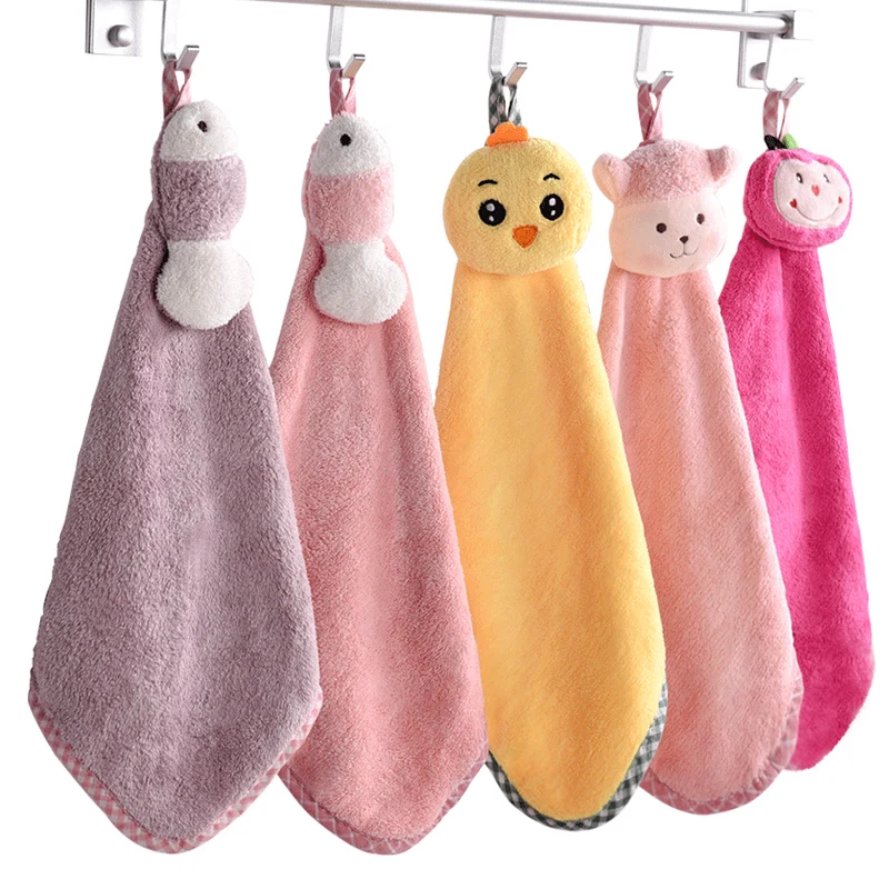 

Beroyal 2019 Hand Towel Super Absorbent Kitchen Towel Plush Cartoon Animal Wipe Hanging Bathing Towel For Kids