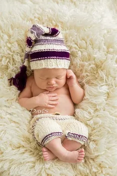 

New Handmade Knitting Soft Hat Pants Set Baby Clothing Accessories For 0-1Months or 3-6 Newborn Baby Photography Props