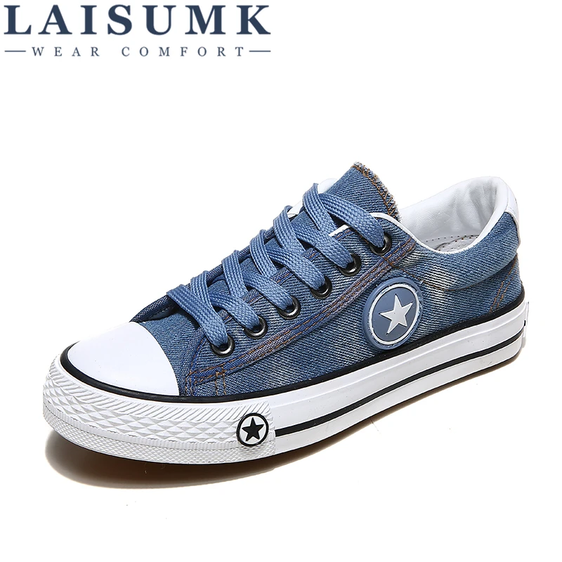 2018 LAISUMK Designer Women Casual Shoes Female Summer Denim Canvas Shoes ladies sneakers Trainers Stars Basket Size 35-44 2018 LAISUMK Designer Women Casual Shoes Female Summer Denim Canvas Shoes ladies sneakers Trainers Stars Basket Size 35-44