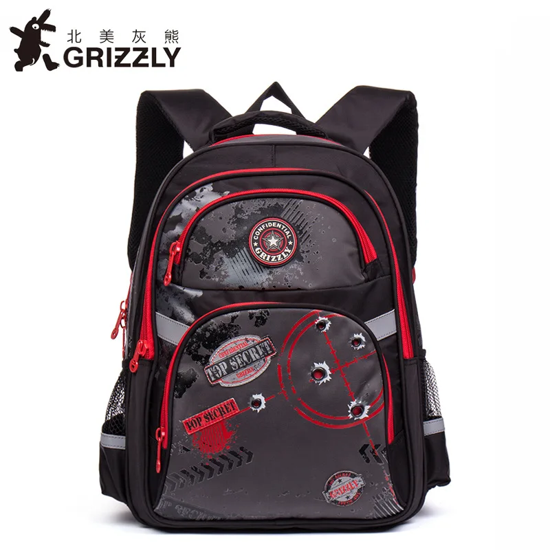 

GRIZZLY Children Schoolbags Fashion Casual Kids Backpacks for Boys Orthopedic Waterproof Zipper 20-35 Litre Primary School Bags