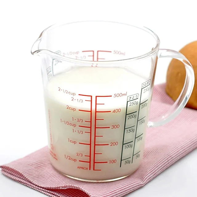 1pcs Premium Reinforced Gl Measuring Cup Optional 500ml 1pcs Premium Reinforced Gl Measuring Cup Optional 500ml Home Baking Tool With Red Measurement