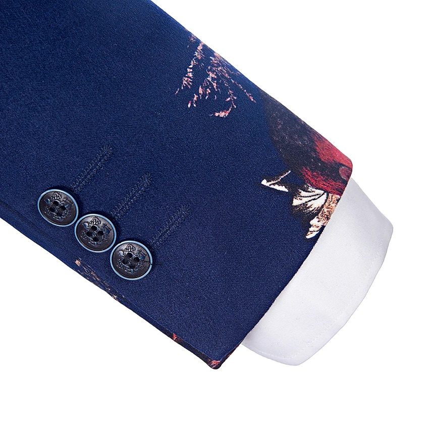 Printed Groom Tuxedos Groomsman Suit Made Man Suit Stage Wear wedding suit Casual Men Stage Clothing (Jacket+pants)