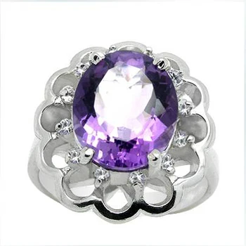 

2017 Sale Qi Xuan_Purple Stone Flower Rings_Fashion Rings_S925 Solid Sliver Purple Stone Rings_Manufacturer Directly Sales