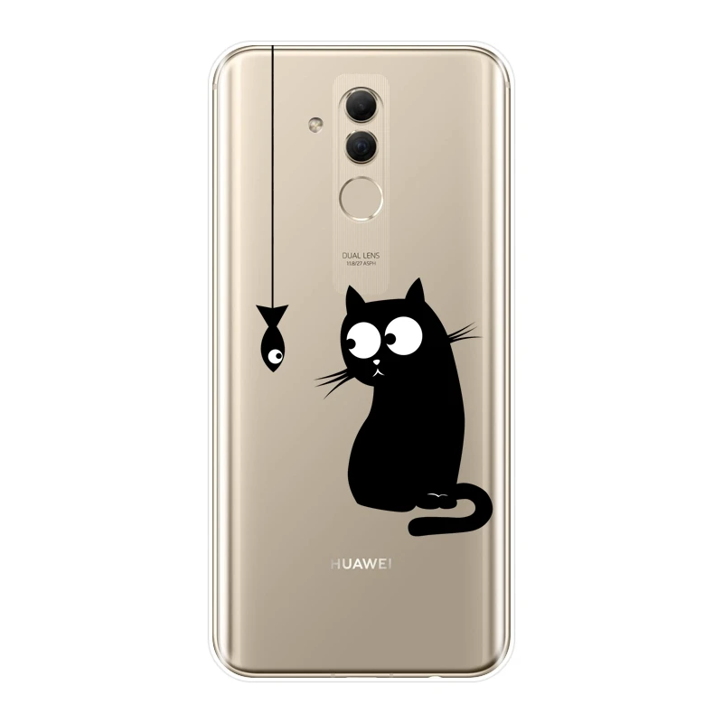 Задняя крышка для Huawei Mate 20 10 9 Pro силиконовый мягкий черный чехол с изображением