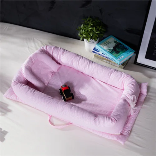 Переносная детская кроватка, спальный мешок для младенцев, корзина для люльки, детская дорожная кровать, бампер для новорожденных, складное спальное место, мягкая детская кровать, Комплект постельного белья - Цвет: Pink