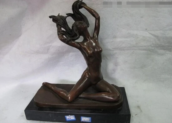 

wholesale factory Western Art sculpture Bronze Copper oomph bronze nude girl belle Phi hair Statue