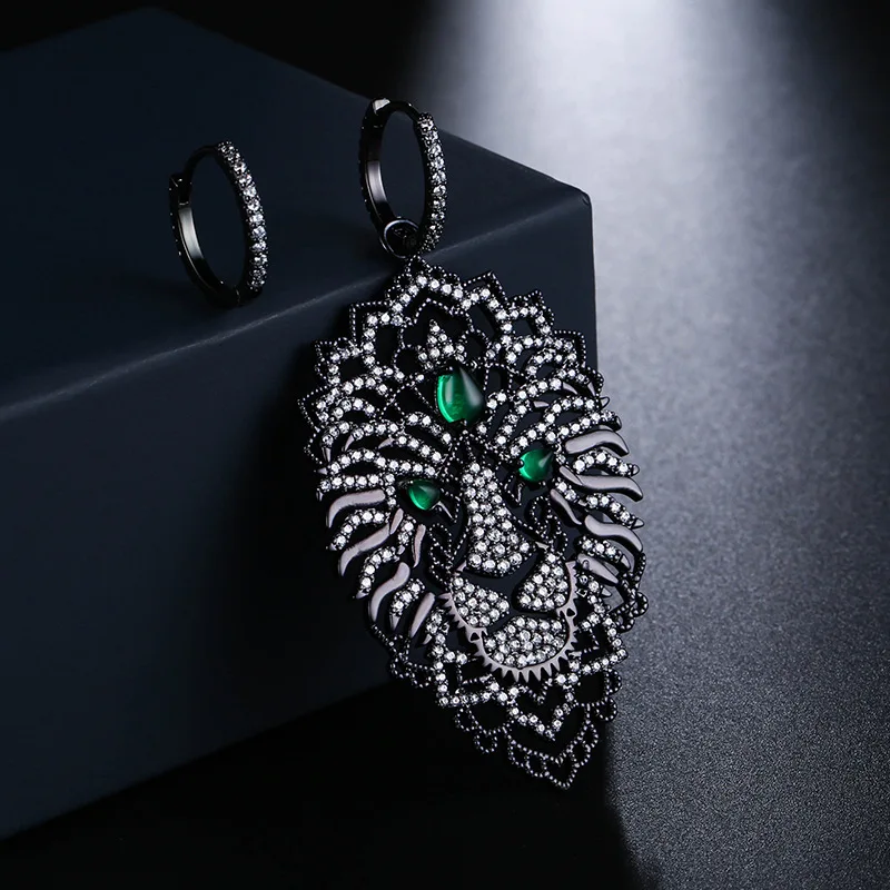 UMGODLY Роскошные серьги с изображением Льва из кубического циркония, черные, темно-серые женские модные дизайнерские украшения, подарок