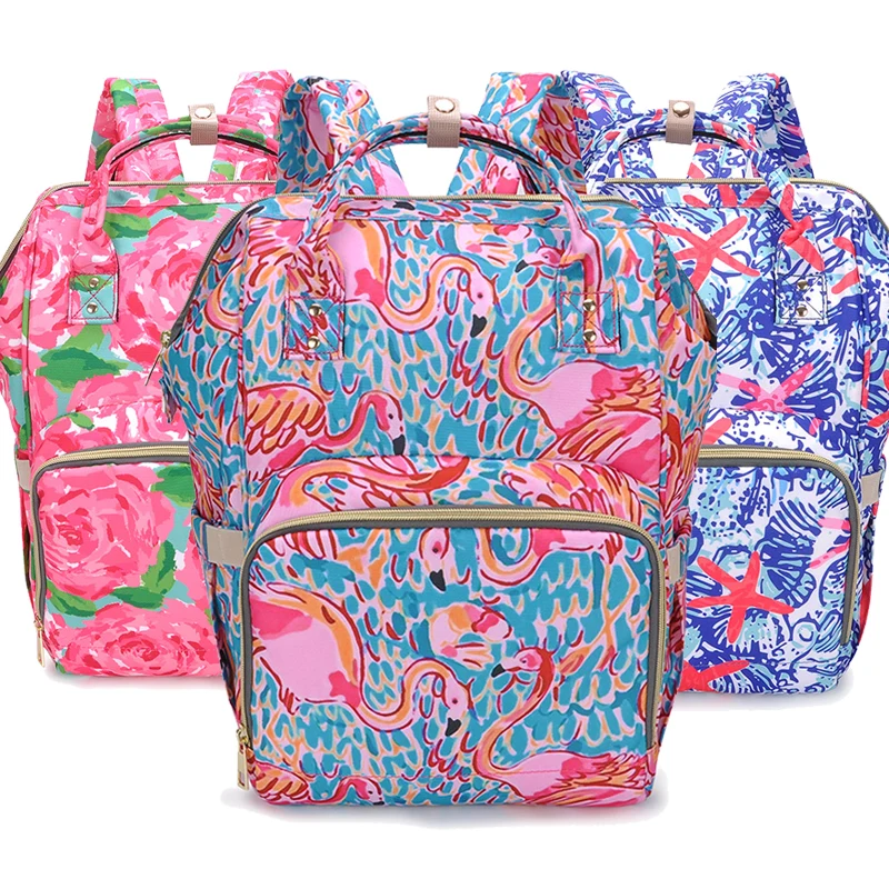 

Fashion Mummy Travel Backpack Diaper Bag For Stroller Rose Print Nappy Chagnging Bags Organizer Nursing Wetbag Mom's Bag